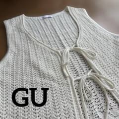 GU アイボリー レース編みニットベスト　Mサイズのサムネイル