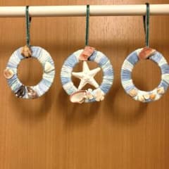 天然貝殻 糸巻きリース 6点セット ハンドメイドのサムネイル