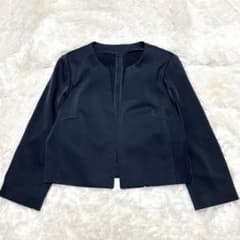 極美品】ANAYI トリアセテート サテン ノーカラージャケット 38 七分袖