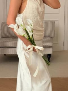 韓国風スタイリッシュ 白カラーのみのブーケ 結婚式 前撮り HC19のサムネイル