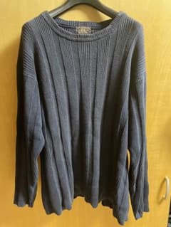 RRL_Ralph Lauren ネイビー リブ編み コットンセーター M_レアのサムネイル