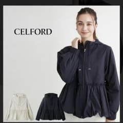 新品CELFORDセルフォード撥水バルーンペプラムブルゾンネイビー36