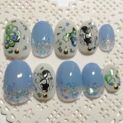 Ｍ♡春夏♡エスニック風ガールモチーフネイル♡グラデーション＆ホロのサムネイル