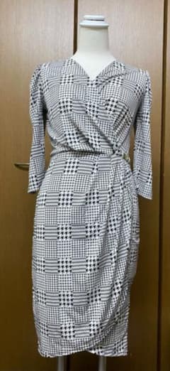 美品♡千鳥格子カシュクールワンピースのサムネイル