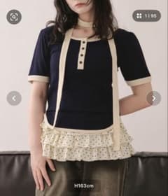 ロワンニュイ　loin nuit ヘンリーショートスリーブトップス ネイビーのサムネイル
