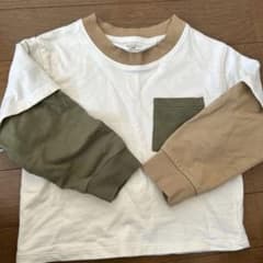 H&M 長袖Tシャツ 92cm ホワイト/カーキのサムネイル