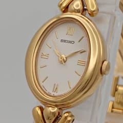 美品【新品電池/稼働】SEIKO ローマン ブレスウォッチ　ゴールド　オーバル