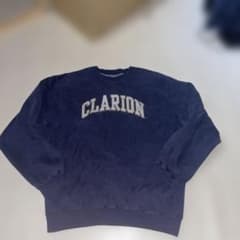 90s カレッジスウェットCLARION XXL ネイビー フェード ビッグロゴのサムネイル