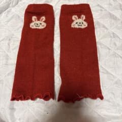 うさぎ柄 ベビーレッグウォーマー 赤のサムネイル