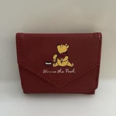 Disney Winnie the Pooh 三つ折りボタン財布 レッド