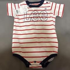 新品　Lee 半袖ロンパース　70cm 赤　ストライプのサムネイル