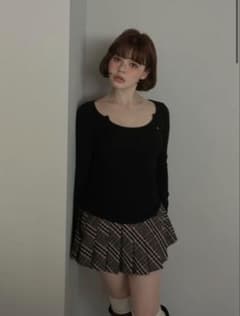 ANDMARY Lala shirring ribbon tops black - メルカリ