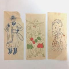 ビンテージ40s 転写紙 アイロンプリント 3枚セット - メルカリ