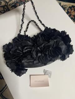 美品 パーティーバッグ 結婚式 黒 フラワー チェーンバッグ ハンドバッグ ミニのサムネイル