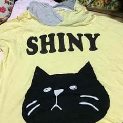 半袖猫パーカー 黄色のサムネイル