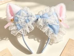 ヘッドドレス カチューシャ リボン 猫耳 文化祭 体育祭のサムネイル