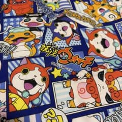 妖怪ウォッチ 生地 ハンドメイド はぎれ ブルー系　100×30センチのサムネイル