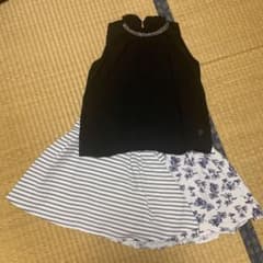 3点セット、ボーダー、花柄フレアスカートのサムネイル