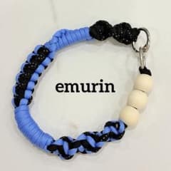 黒ドット✖️水色　ハンドストラップ　パラコード　【即購入可】のサムネイル