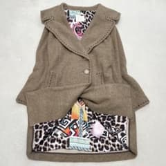 未使用✨ 伊太利屋 ビッグカラーウールコート 11 女優襟 レオパード ステッチ 未使用✨ 伊太利屋 ビッグカラーウールコート 11 女優襟 レオパード