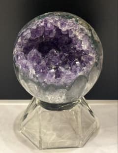 虹キラキラ♡ 高品質 アメジスト 笑口 スフィア 丸玉 約5cm 紫水晶 