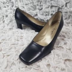 銀座かねまつ スクエアトゥ プレーン パンプス ブラック - メルカリ