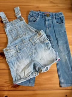 ベビー ボトムス 2着セット デニム パンツ デニムオーバーオールGAPのサムネイル