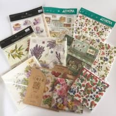 【デコパージュ糊・紙ナプキン】液のり・無地バッグ・デコポッジ製品まとめ売りのサムネイル