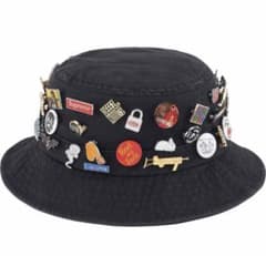 値下げ交渉致します‼️supreme バケットハット【ピンポン玉付き】 Supreme バケットハット 黒 ピンバッジ付き - メルカリ