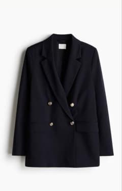 値下げ　新品　完売品　H &M ネイビー ダブルブレストテーラードジャケットXLのサムネイル
