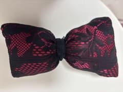 黒と赤のレースリボンヘアアクセサリー