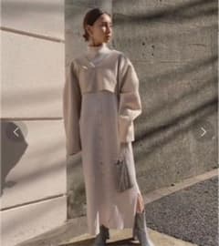 【AMERI】LAYERED KNIT DRESS レイヤードニットドレス 白のサムネイル