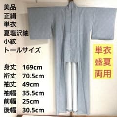 【美品　トールサイズ】夏塩沢紬　小紋　単衣　裄丈70.5 身丈169 美品 トールサイズ】夏塩沢紬 小紋 単衣 裄丈70.5 身丈169 - メルカリ