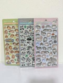 【正規品】ボンボンドロップシール パンダ カピバラ マヌルネコ3点セットのサムネイル