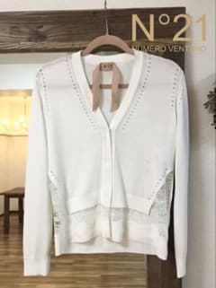 定価約10万 N°21 ヌメロヴェントゥーノ レース切り替え カーディガン 白のサムネイル
