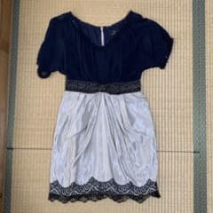 オフショルダー ネイビー シルバー ドレスのサムネイル