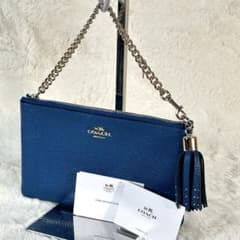 美品】COACH チェーン ミニバッグ アクセサリーポーチ Y2K ブルー 