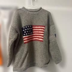 アメリカ国旗デザイン ニットセーター グレー