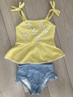 プティマイン♡ギンガム花モチーフタンキニ　水着のサムネイル