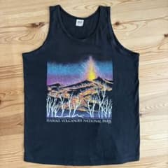 90s USA製 anvil ハワイ 火山 タンクトップ XL 黒 ネイチャー系のサムネイル