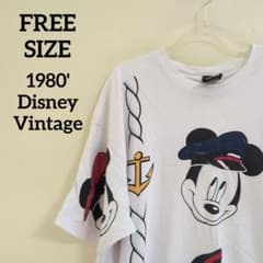 80s DisneyVintage 미키 미니 도널드 프린트 T 셔츠