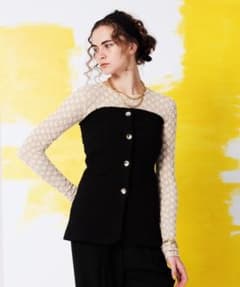 【MAISON SPECIALメゾンスペシャル】ジャケットベアトップス　ブラックのサムネイル