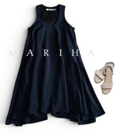 美品MARIHAマリハ 落ち感イレギュラーヘム ワイドフレアシルエットワンピース 美品MARIHAマリハ 落ち感イレギュラーヘム ワイドフレアシルエット