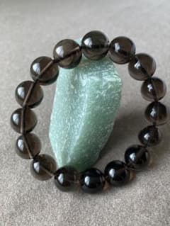 腕周り16cm 黒平水晶*スモーキークォーツブレスレット 本物の輝き 鑑定