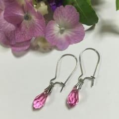 スワロフスキー　ティアドロップピアス②ローズのサムネイル