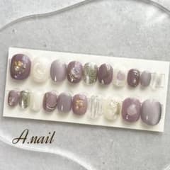 【ニュアンスネイルチップ】フルサイズ パープル 紫 成人式 前撮り 振袖のサムネイル