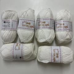 オフホワイト コットンヤーン 50g*6玉セット 手編み糸 綿糸 編み物用のサムネイル