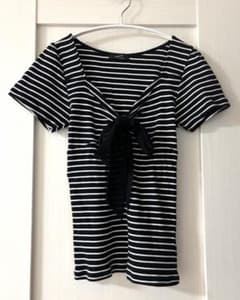 COMME CA ISM ボーダー 半袖 Tシャツ リボン Mのサムネイル