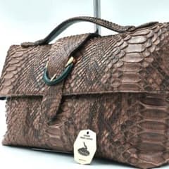 美品 高級◎】パイソン セカンドバッグ リアル アンティーク ヘビ革 