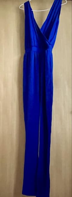 鮮やかブルー カシュクール オールインワンのサムネイル